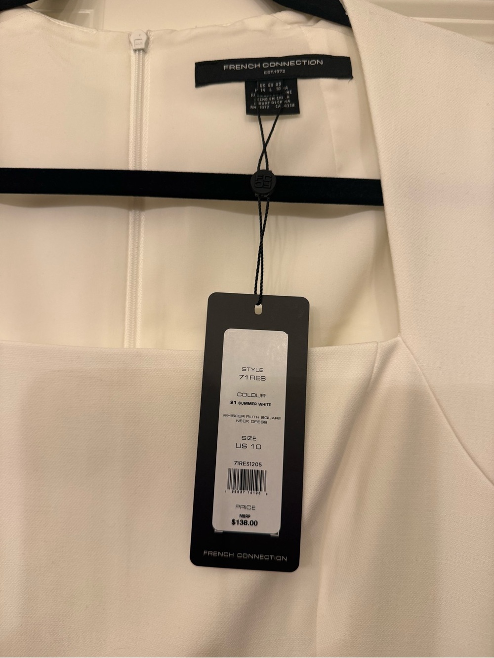 NWT French Connection White Square Neck Mini Dress - Picture 6 of 8